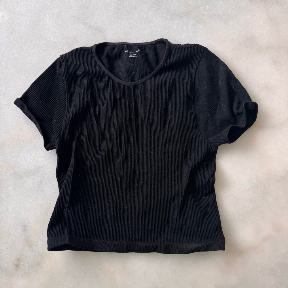 Urban Outfitters Black Ribbed Short Sleeve Tee